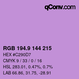 カラーコード: RGB 194.9 144 215 | qconv.com