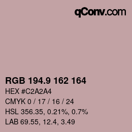 カラーコード: RGB 194.9 162 164 | qconv.com