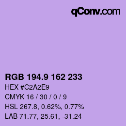 カラーコード: RGB 194.9 162 233 | qconv.com