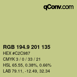 カラーコード: RGB 194.9 201 135 | qconv.com