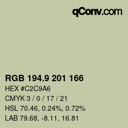 カラーコード: RGB 194.9 201 166 | qconv.com