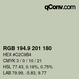 Color code: RGB 194.9 201 180 | qconv.com