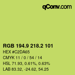 カラーコード: RGB 194.9 218.2 101 | qconv.com