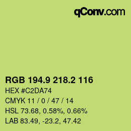 カラーコード: RGB 194.9 218.2 116 | qconv.com