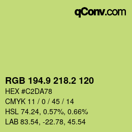 カラーコード: RGB 194.9 218.2 120 | qconv.com