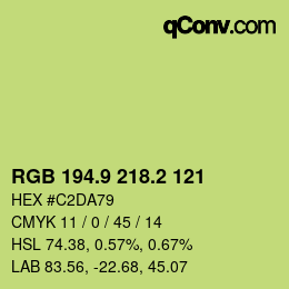 カラーコード: RGB 194.9 218.2 121 | qconv.com