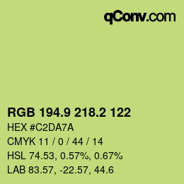 カラーコード: RGB 194.9 218.2 122 | qconv.com