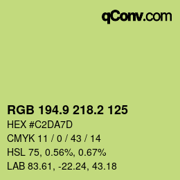 カラーコード: RGB 194.9 218.2 125 | qconv.com