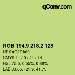 カラーコード: RGB 194.9 218.2 128 | qconv.com