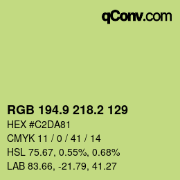 カラーコード: RGB 194.9 218.2 129 | qconv.com