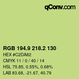 カラーコード: RGB 194.9 218.2 130 | qconv.com