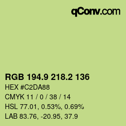 カラーコード: RGB 194.9 218.2 136 | qconv.com