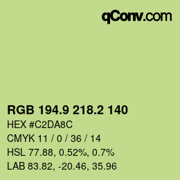 カラーコード: RGB 194.9 218.2 140 | qconv.com