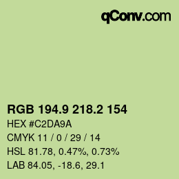 カラーコード: RGB 194.9 218.2 154 | qconv.com