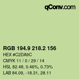 Color code: RGB 194.9 218.2 156 | qconv.com