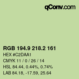 Color code: RGB 194.9 218.2 161 | qconv.com