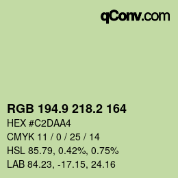 カラーコード: RGB 194.9 218.2 164 | qconv.com