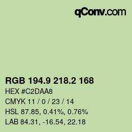 カラーコード: RGB 194.9 218.2 168 | qconv.com