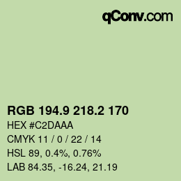 カラーコード: RGB 194.9 218.2 170 | qconv.com