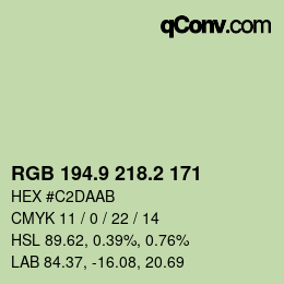 カラーコード: RGB 194.9 218.2 171 | qconv.com