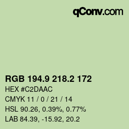カラーコード: RGB 194.9 218.2 172 | qconv.com