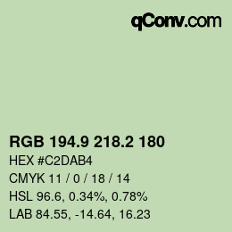 Farbcode: RGB 194.9 218.2 180 | qconv.com