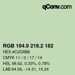 Color code: RGB 194.9 218.2 182 | qconv.com