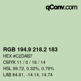 Color code: RGB 194.9 218.2 183 | qconv.com