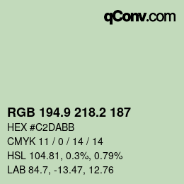 Color code: RGB 194.9 218.2 187 | qconv.com
