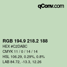 Color code: RGB 194.9 218.2 188 | qconv.com