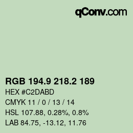 カラーコード: RGB 194.9 218.2 189 | qconv.com