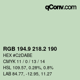 Farbcode: RGB 194.9 218.2 190 | qconv.com