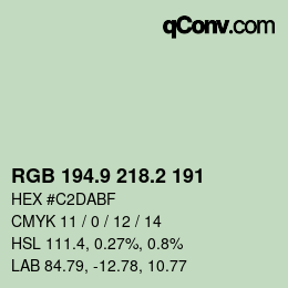 Color code: RGB 194.9 218.2 191 | qconv.com