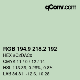 Farbcode: RGB 194.9 218.2 192 | qconv.com