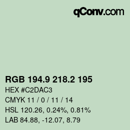 カラーコード: RGB 194.9 218.2 195 | qconv.com