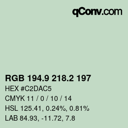 Color code: RGB 194.9 218.2 197 | qconv.com