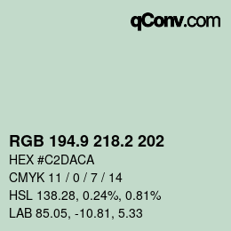 Color code: RGB 194.9 218.2 202 | qconv.com