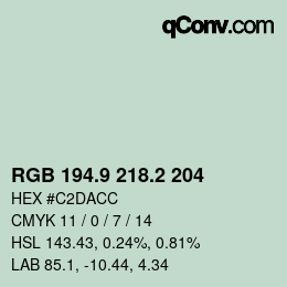 Farbcode: RGB 194.9 218.2 204 | qconv.com