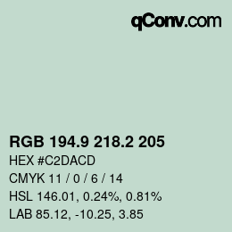 Color code: RGB 194.9 218.2 205 | qconv.com