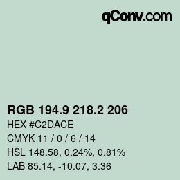 Color code: RGB 194.9 218.2 206 | qconv.com