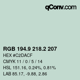 Color code: RGB 194.9 218.2 207 | qconv.com
