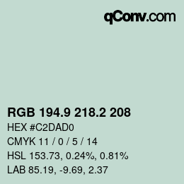 カラーコード: RGB 194.9 218.2 208 | qconv.com