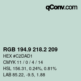 Farbcode: RGB 194.9 218.2 209 | qconv.com