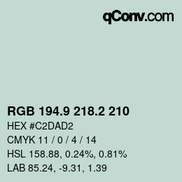カラーコード: RGB 194.9 218.2 210 | qconv.com