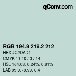 Color code: RGB 194.9 218.2 212 | qconv.com