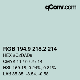 Farbcode: RGB 194.9 218.2 214 | qconv.com