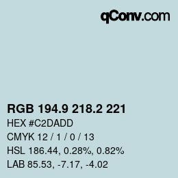 Color code: RGB 194.9 218.2 221 | qconv.com