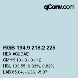 Color code: RGB 194.9 218.2 225 | qconv.com