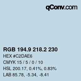 Color code: RGB 194.9 218.2 230 | qconv.com