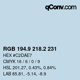 Farbcode: RGB 194.9 218.2 231 | qconv.com